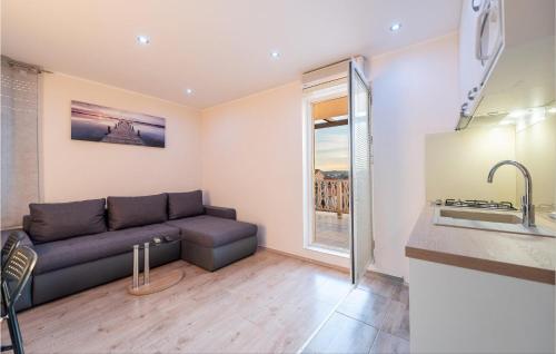 a living room with a couch and a sink at Gorgeous Apartment In Sukosan in Sukošan