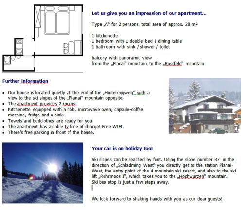 a collage of photos of a house in the snow at Appartements Scharzenberger und Hinteregg in Schladming