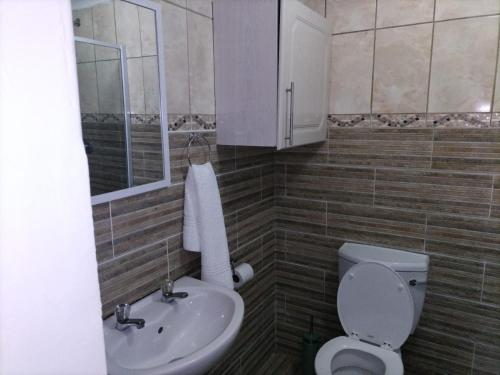 une salle de bains avec toilettes et lavabo dans l'établissement The Grace House 46A, à East London