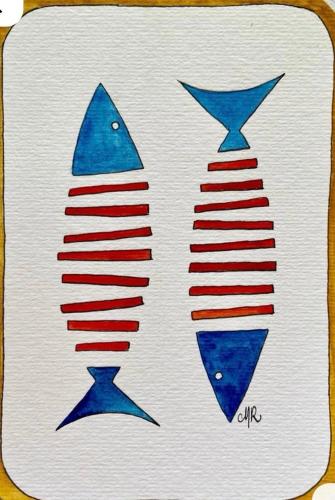 a drawing of two different colored stripes and two arrows at White Sea in Kavala