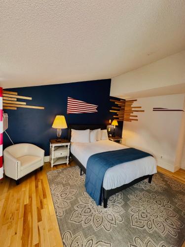 Acadia Ocean View Hotelにあるベッド