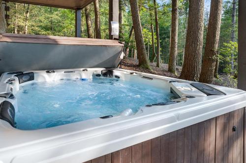 Fotografie z fotogalerie ubytování A Stoney River - Luxurious Cherry Log Riverfront Cabin - Hot Tub, Game Room, Multiple Decks, Views of Ellijay River, Goose Islan v destinaci Cherry Log