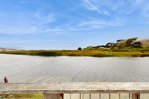 a person standing next to a body of water at Mar-Tiny in Bodega Bay