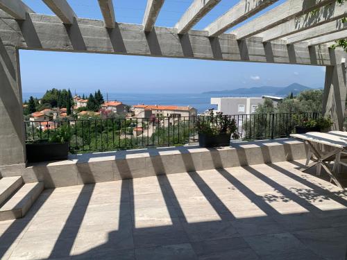 a view from the roof of a building with a patio at Reževići Apartments in Petrovac na Moru