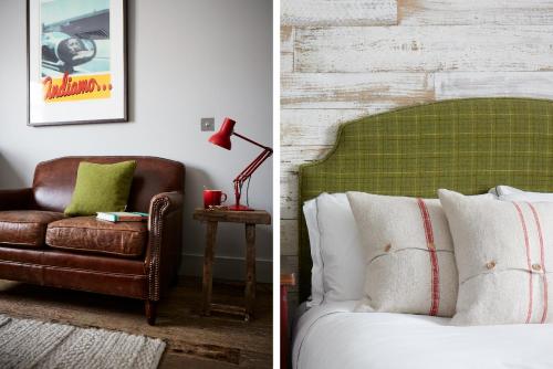 a room with a bed and a chair and a lamp at Artist Residence London in London