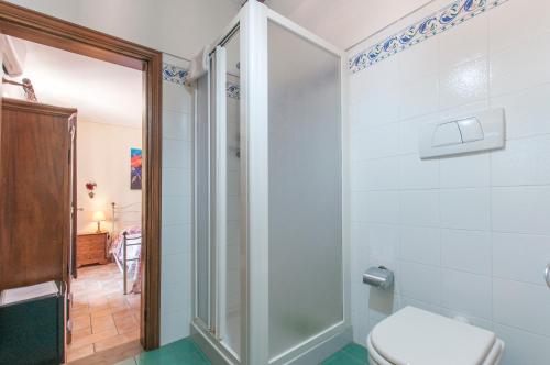 a bathroom with a shower and a toilet at Sant'Antonio in Volterra