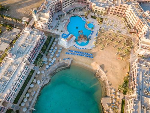 an aerial view of a resort with a pool at Sunny Days El Palacio Resort & Spa in Hurghada