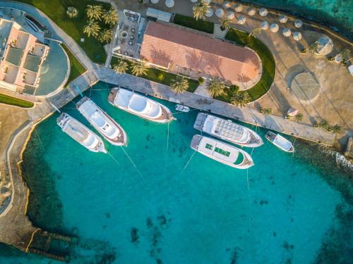 an aerial view of boats in a marina at Sunny Days El Palacio Resort & Spa in Hurghada