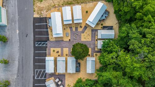 an overhead view of a house with a yard at The Outpost in Grand Rivers
