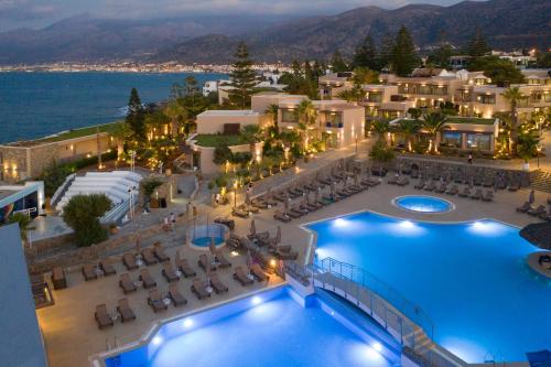 an aerial view of a hotel with a pool at Nana Golden Beach All Inclusive Resort & Spa in Hersonissos