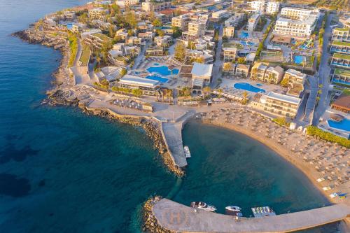 an aerial view of a resort near the ocean at Nana Golden Beach All Inclusive Resort & Spa in Hersonissos