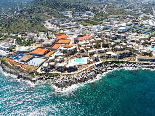 an aerial view of a resort next to the ocean at Nana Golden Beach All Inclusive Resort & Spa in Hersonissos