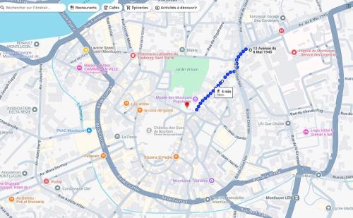 a map of the proposed route of the subway at Cosy 4 minutes à pieds du centre historique avec parking in Montluçon
