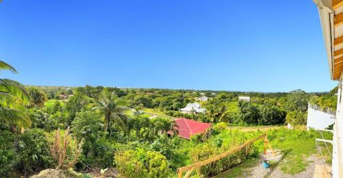 an aerial view of a resort with palm trees at Villa Lauréal in Grand-Bourg