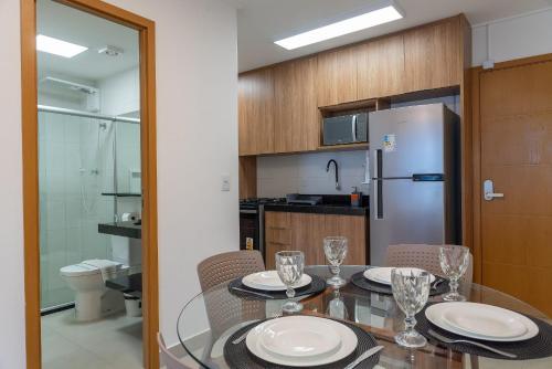 Η κουζίνα ή μικρή κουζίνα στο Studio Design 3 Apt 807 -Mandi Hospitalidade