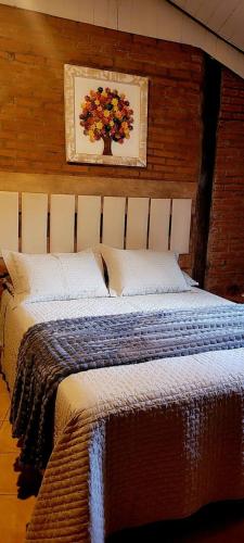 a bedroom with a large bed in a room at Pousada Chácara Kioski in Brotas