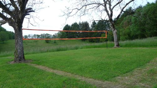 an orange goal in a field with a tree at Domaine de Janis & Spa in Le Vigan