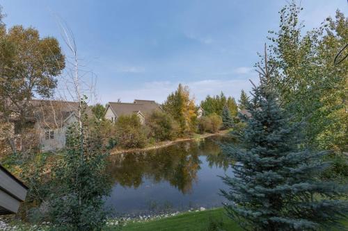 a view of a lake with a tree in the foreground at Aspen Serenity - Hiking - in the Teton Valley in Driggs