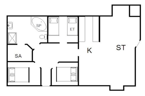 a drawing of a floor plan of a house at Bright Cottage with Covered Terrace-By Traum in Nørre Nebel