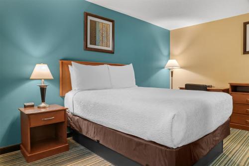 a large bed in a room with a blue wall at Best Western Plus Traverse City in Traverse City