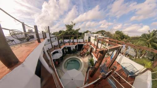 arial view of a balcony on a cruise ship at Ade Hotel Bacalar in Bacalar