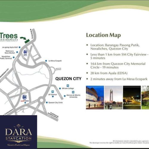 a map of the location of the dana dispensary at Affordable New Staycation Condo in Quezon City in Manila