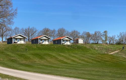 a group of cottages on a hill with a road at Cozy Home In Söderåkra in Söderåkra