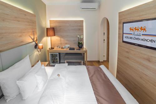 Cama o camas de una habitación en Drei Loewen