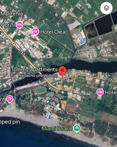 a map of the location of a hotel at Villa Serenita in Ulcinj