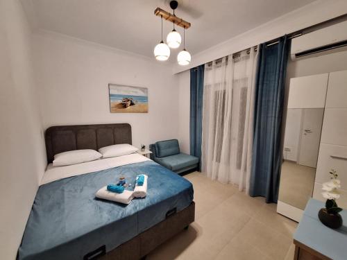 Postel nebo postele na pokoji v ubytování Sea View Agapi Asprovalta