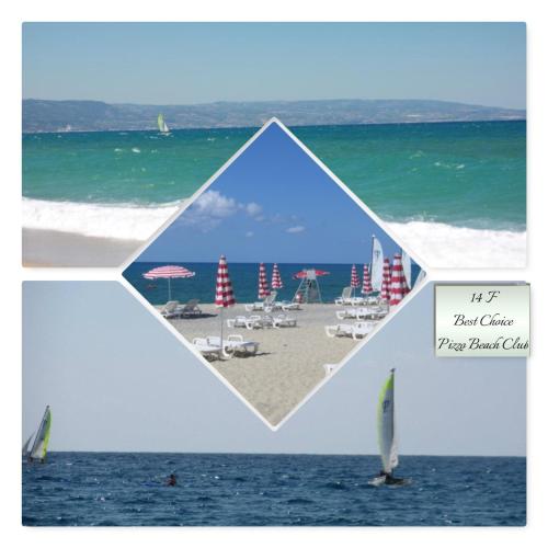 a collage of photos of a beach with a sail boat at Sunshine calabria in Pizzo