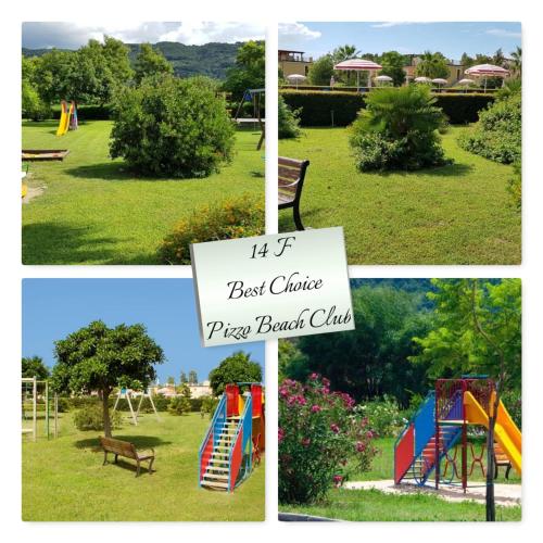 a collage of four pictures of a playground at Sunshine calabria in Pizzo