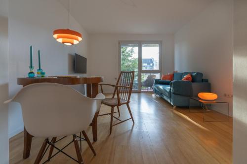 Χώρος καθιστικού στο Ruhige Lage Apartment in Unterbilk