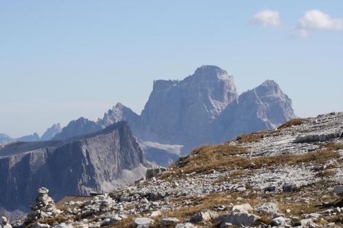 a view of a mountain with rocks and mountains at La Baita in Livinallongo del Col di Lana