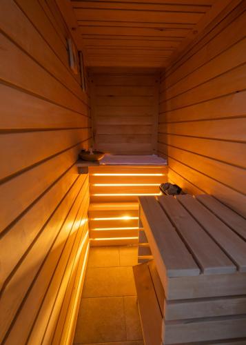 a sauna with a bench in the middle at Holiday home in Trebelno - Dolenjska & Bela krajina Unter- & Weißkrain 26032 in Trebelno