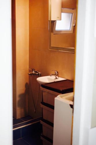 a bathroom with a sink and a mirror and a toilet at Dolce Vita in Kraljevo
