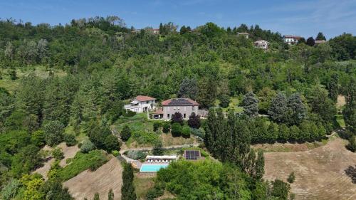 an aerial view of a house on a hill at Tenuta Moncarlino in Morsasco