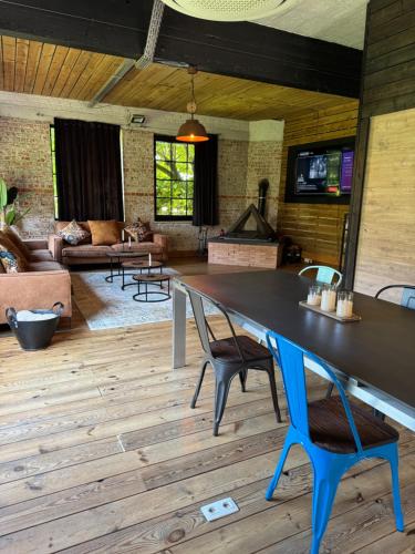 TV a/nebo společenská místnost v ubytování Loft Cosy avec billard et à 10 minutes de l'aéroport de Zaventem