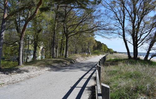 a road with trees and a fence on the side at 1 Bedroom Gorgeous Apartment In Ystad in Ystad