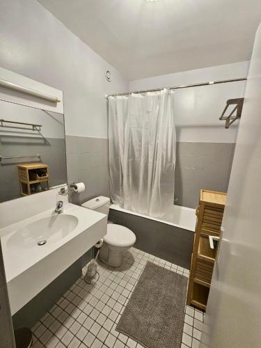 une salle de bain avec un lavabo, des toilettes et une douche dans l'établissement ISOLA10 HOME Menton, à Menton