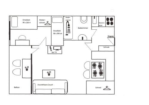 Půdorys ubytování JÜRGEN Haus KMB Seeappartement am Ossiacher See, Hallenbad und direktem Seezugang
