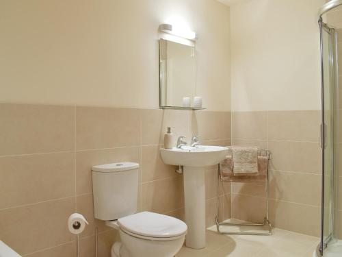 a bathroom with a toilet and a sink at Frith View in White Bridge