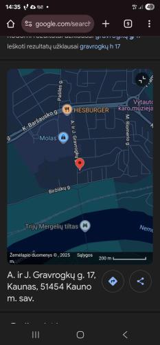 a screenshot of a cell phone screen with a map at RentA Citywalk Flat in Kaunas