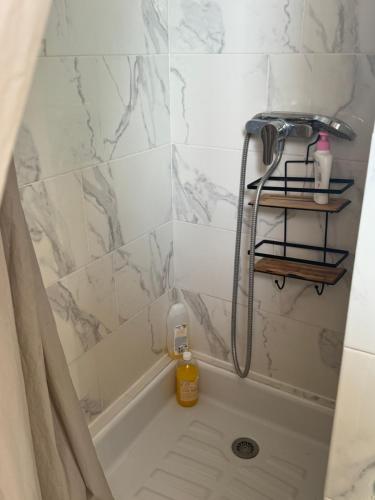 une salle de bain avec baignoire et douche dans l'établissement Le studio des catalans, à Marseille