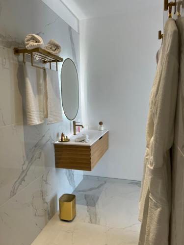 a bathroom with a sink and a mirror at Le Domaine de la Vallée in Vernon