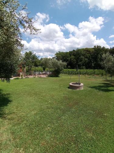 a park with a bench in the middle of a field at Casale - La Camera di Leda in Lamporecchio