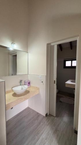 a bathroom with a white sink and a mirror at Terroir Village - Complejo en Mendoza in Guaymallen