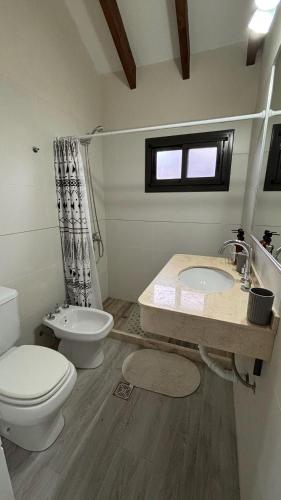 a bathroom with a white toilet and a sink at Terroir Village - Complejo de 4 duplex in Guaymallen
