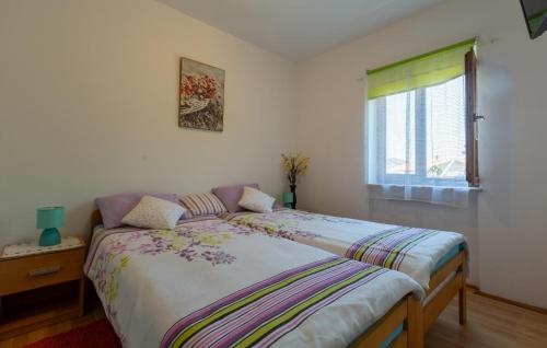 a bedroom with a bed and a window at Stunning Apartment In Valbandon in Valbandon