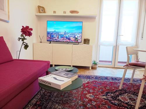 a living room with a couch and a tv at Alloggio Milano in Casorate Sempione